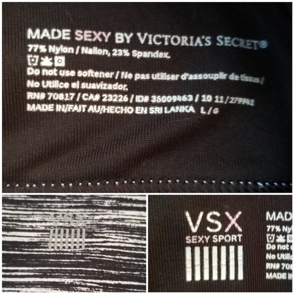 Black White Tank Top Victoria's Secret VSX Size L Space Dye Stretch Sleeveless - Picture 4 of 10